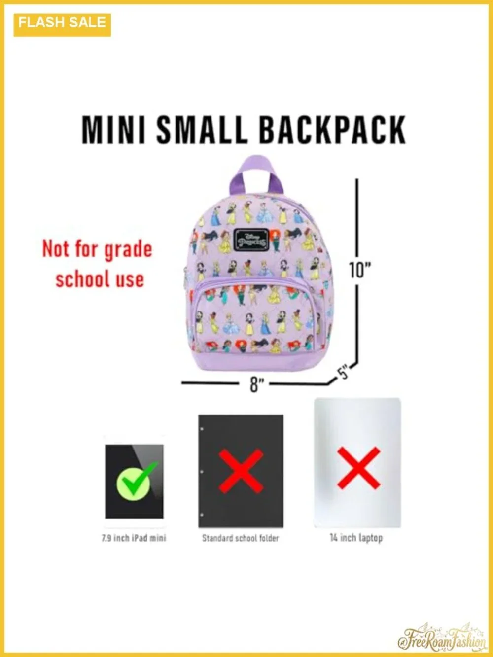 Disney Princess Mini Backpack - 10 inch Woven Canvas Daypack with Adjustable